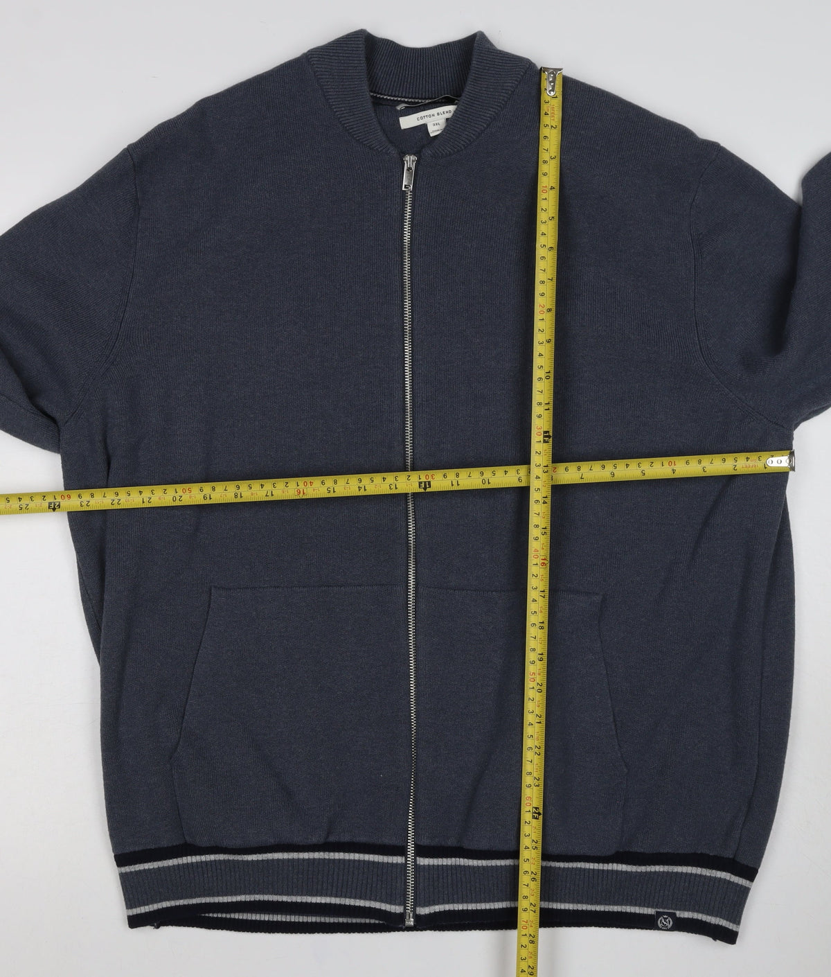 Marks & Spencer Men's Grey 3XL Full Zip Cotton Blend Knit Jumper