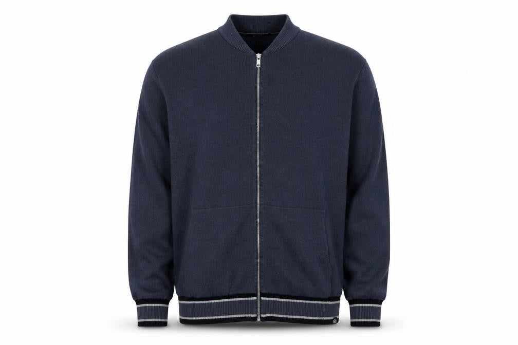 Marks & Spencer Men's Grey 3XL Full Zip Cotton Blend Knit Jumper