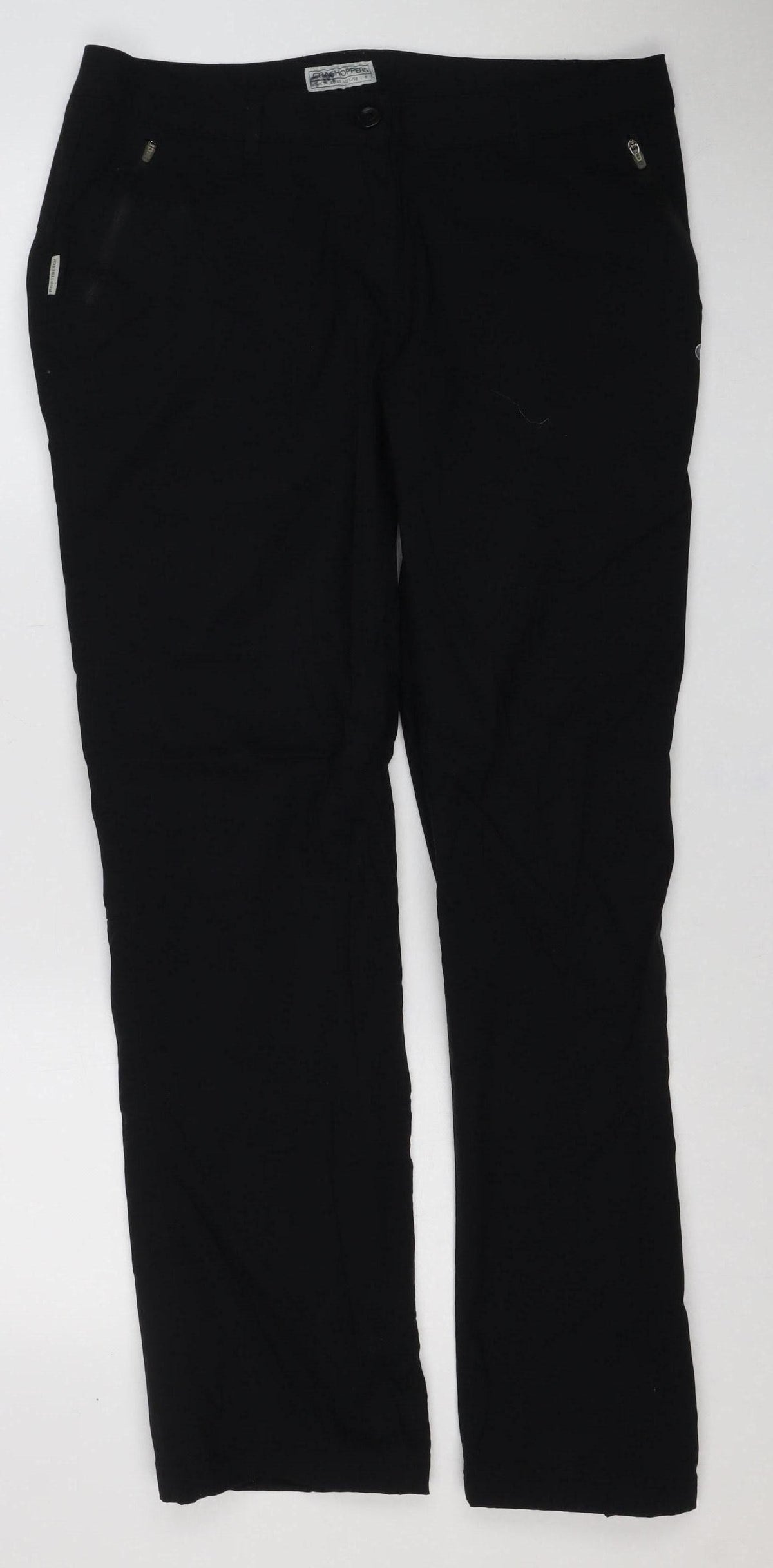 Craghoppers Women Black UK 14 Regular Walking Trousers Stretch Zip Pockets