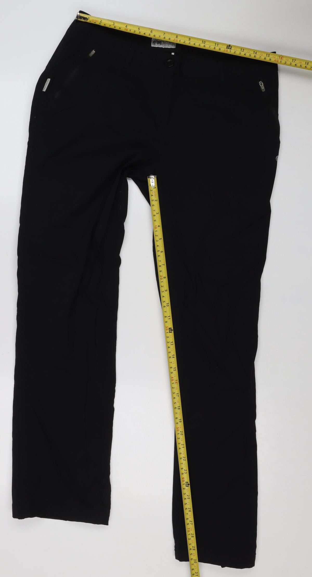Craghoppers Women Black UK 14 Regular Walking Trousers Stretch Zip Pockets