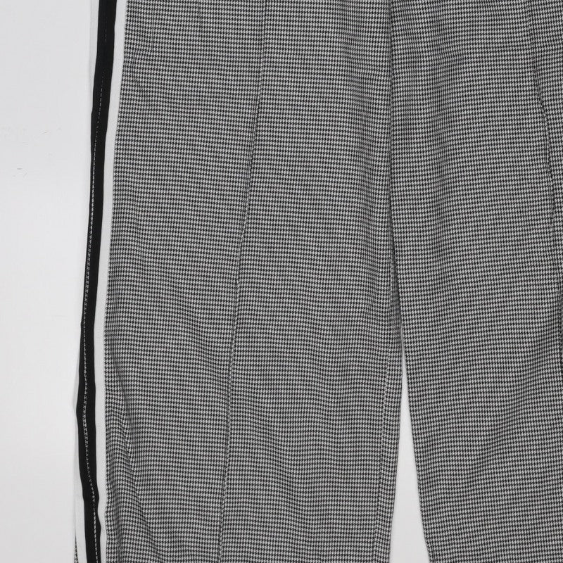M&S Women’s Black White Check Tapered Stripe Trousers UK 12 Short