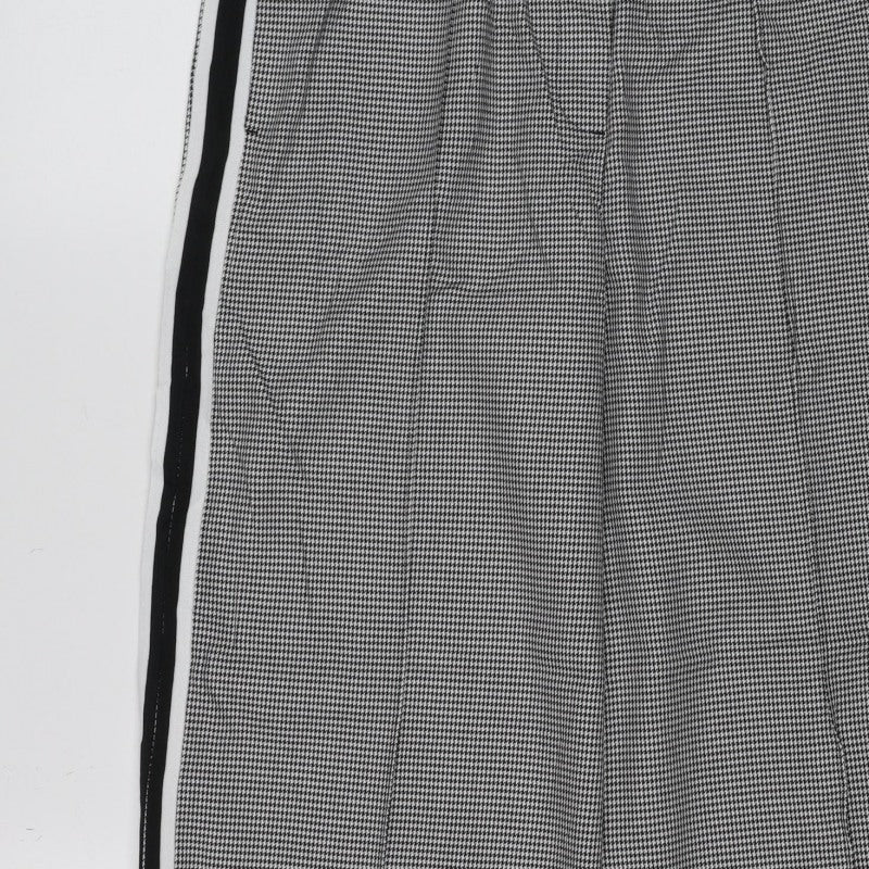 M&S Women’s Black White Check Tapered Stripe Trousers UK 12 Short