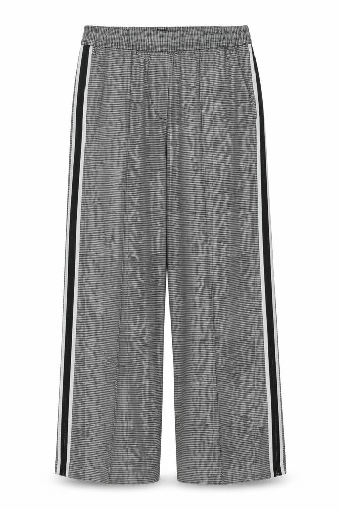 M&S Women’s Black White Check Tapered Stripe Trousers UK 12 Short