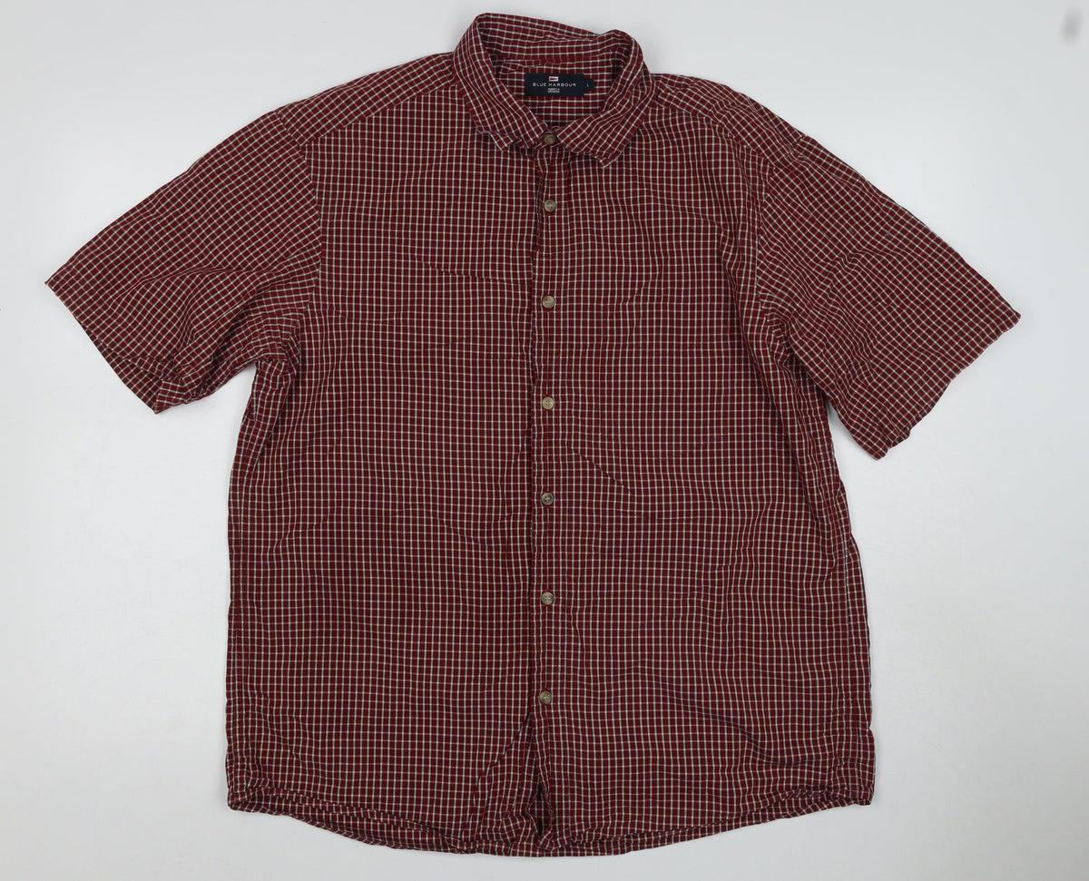 Marks & Spencer Blue Harbour Men’s Red Check Cotton Shirt L