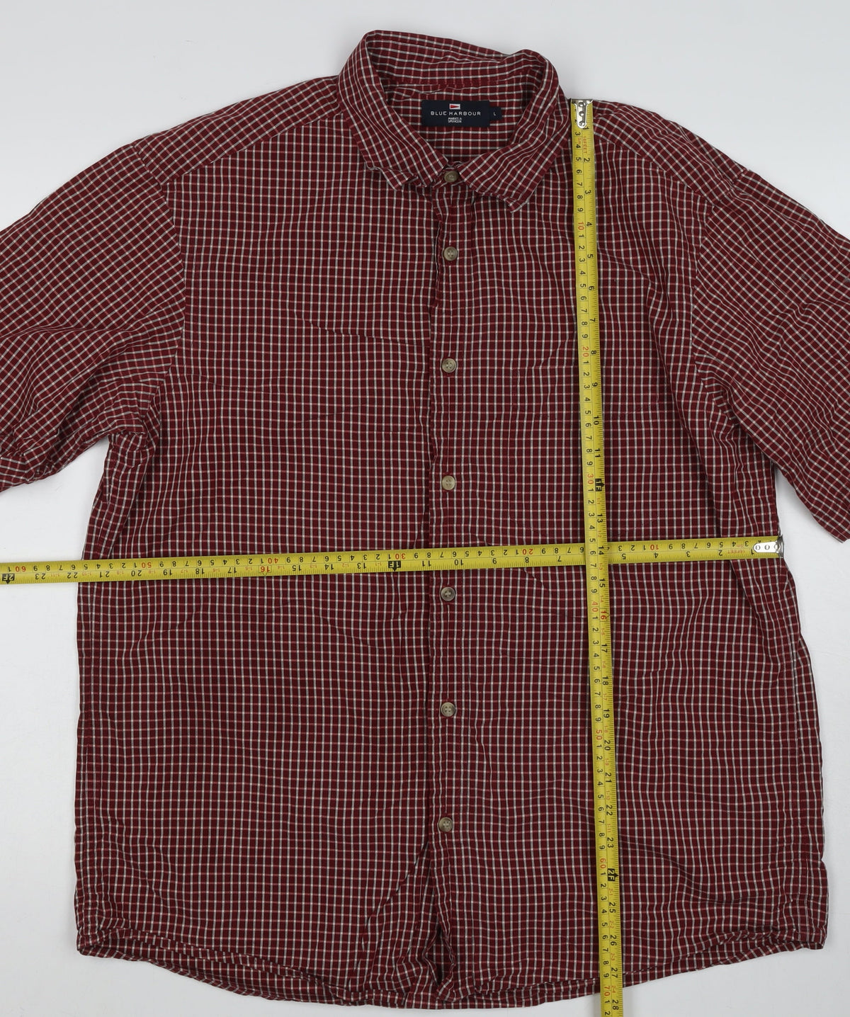 Marks & Spencer Blue Harbour Men’s Red Check Cotton Shirt L
