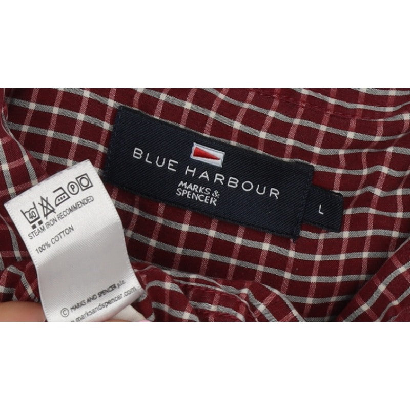 Marks & Spencer Blue Harbour Men’s Red Check Cotton Shirt L