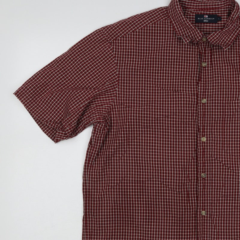 Marks & Spencer Blue Harbour Men’s Red Check Cotton Shirt L