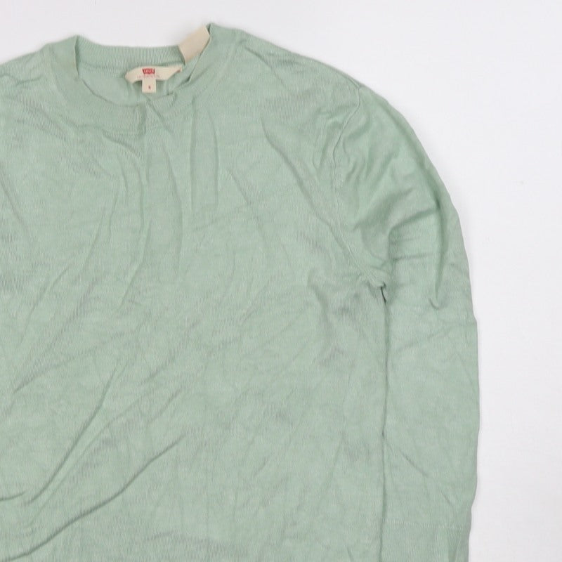 Levi's Women's Green S Long Sleeve Crew Neck Fine Knit Top