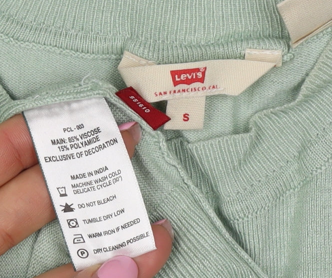Levi's Women's Green S Long Sleeve Crew Neck Fine Knit Top