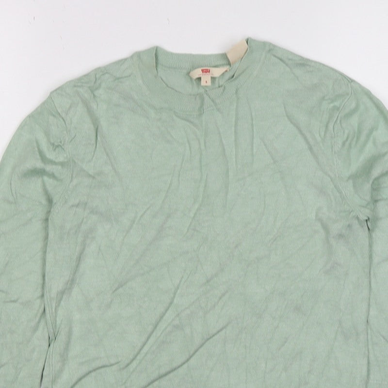 Levi's Women's Green S Long Sleeve Crew Neck Fine Knit Top