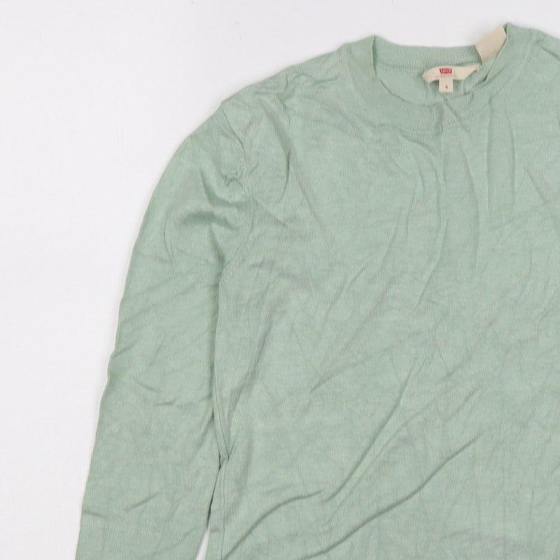 Levi's Women's Green S Long Sleeve Crew Neck Fine Knit Top