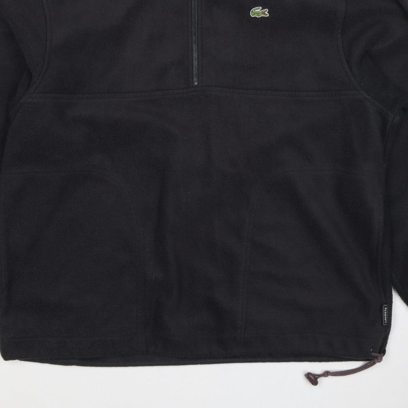 Lacoste Men Black L Fleece 1/4 Zip High Neck Logo Sweatshirt