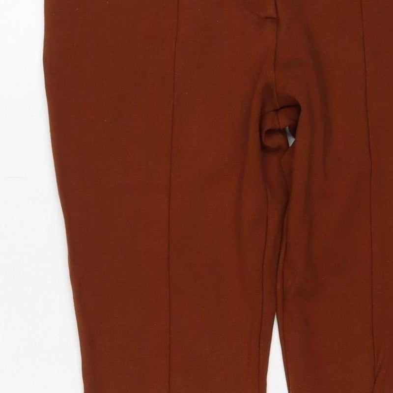 Marks & Spencer Women's Brown UK 12 Short Skinny Zip Pocket Trousers