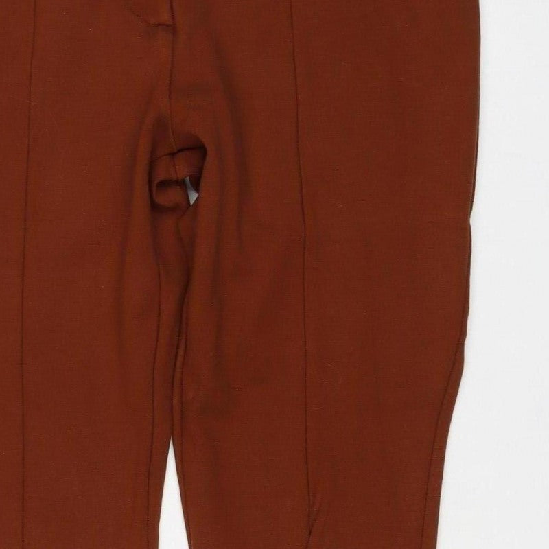 Marks & Spencer Women's Brown UK 12 Short Skinny Zip Pocket Trousers