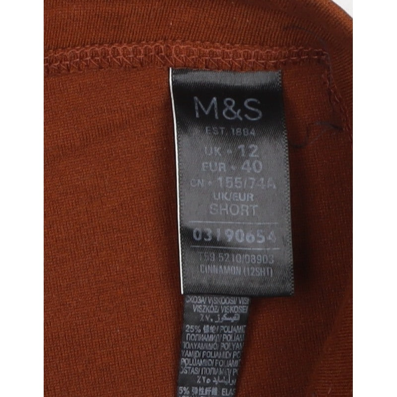 Marks & Spencer Women's Brown UK 12 Short Skinny Zip Pocket Trousers