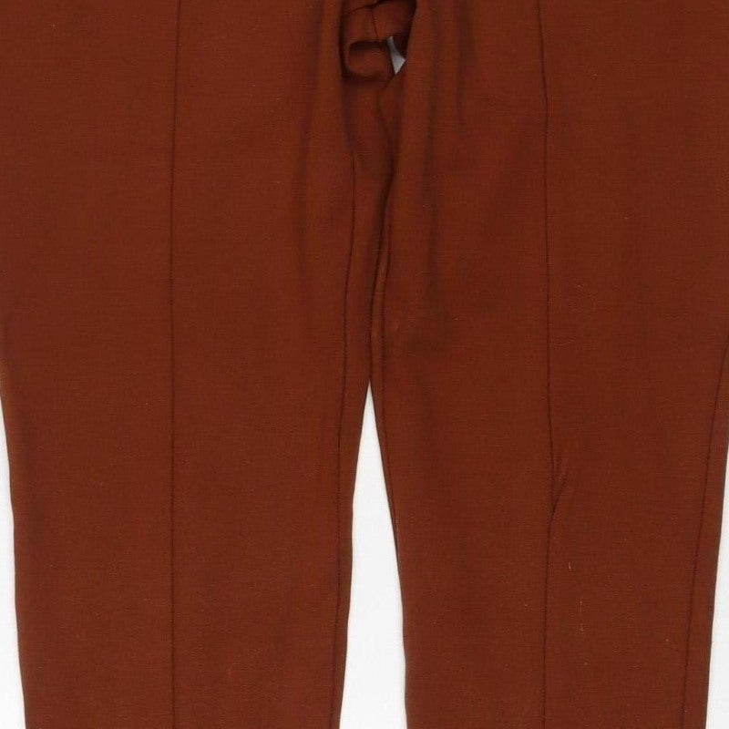 Marks & Spencer Women's Brown UK 12 Short Skinny Zip Pocket Trousers
