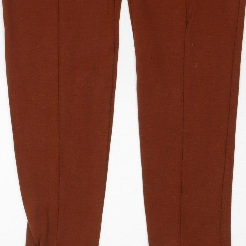 Marks & Spencer Women's Brown UK 12 Short Skinny Zip Pocket Trousers