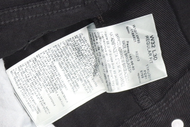 Wrangler Men’s Black W32 L30 Regular Fit Straight Stretch Jeans