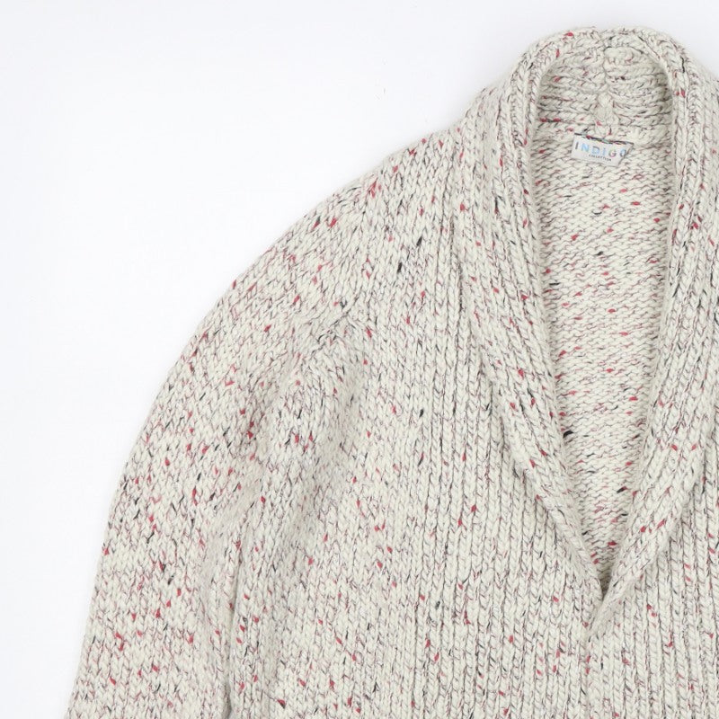 M&S Indigo Women’s Ivory Fleck Chunky Knit Open Cardigan UK 12