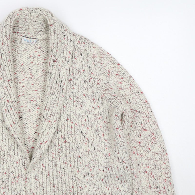 M&S Indigo Women’s Ivory Fleck Chunky Knit Open Cardigan UK 12