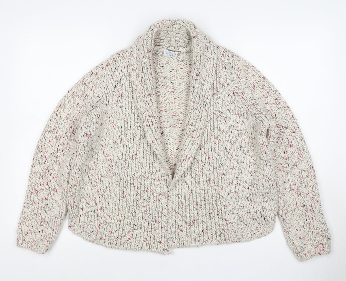 M&S Indigo Women’s Ivory Fleck Chunky Knit Open Cardigan UK 12