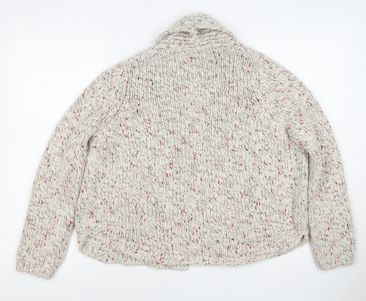 M&S Indigo Women’s Ivory Fleck Chunky Knit Open Cardigan UK 12