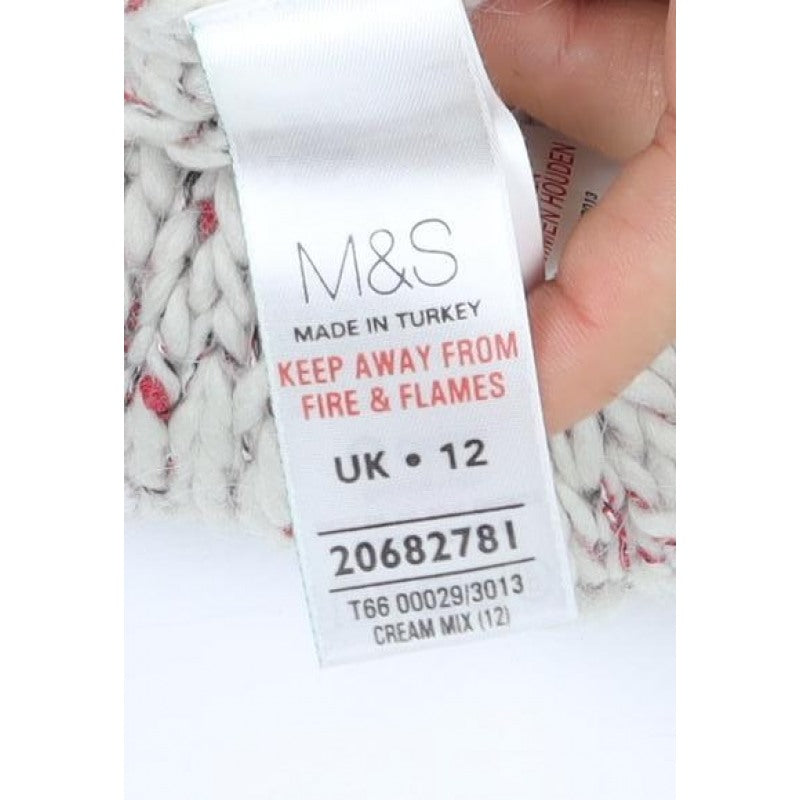 M&S Indigo Women’s Ivory Fleck Chunky Knit Open Cardigan UK 12