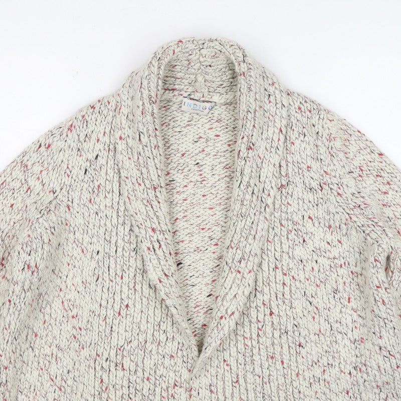M&S Indigo Women’s Ivory Fleck Chunky Knit Open Cardigan UK 12