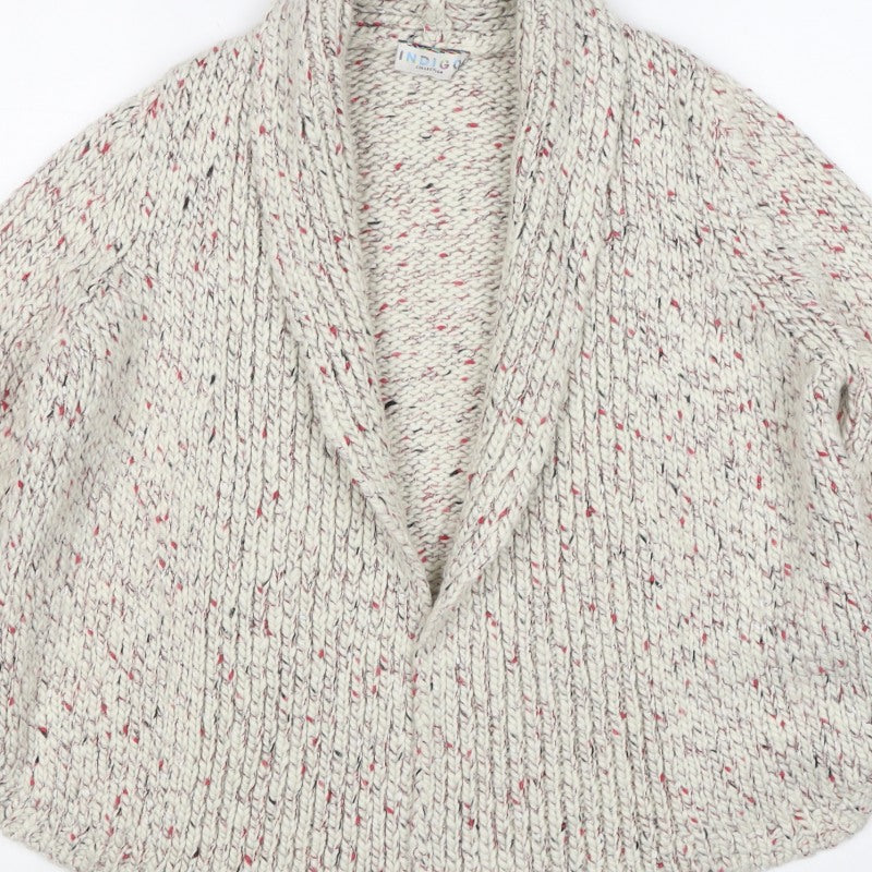 M&S Indigo Women’s Ivory Fleck Chunky Knit Open Cardigan UK 12