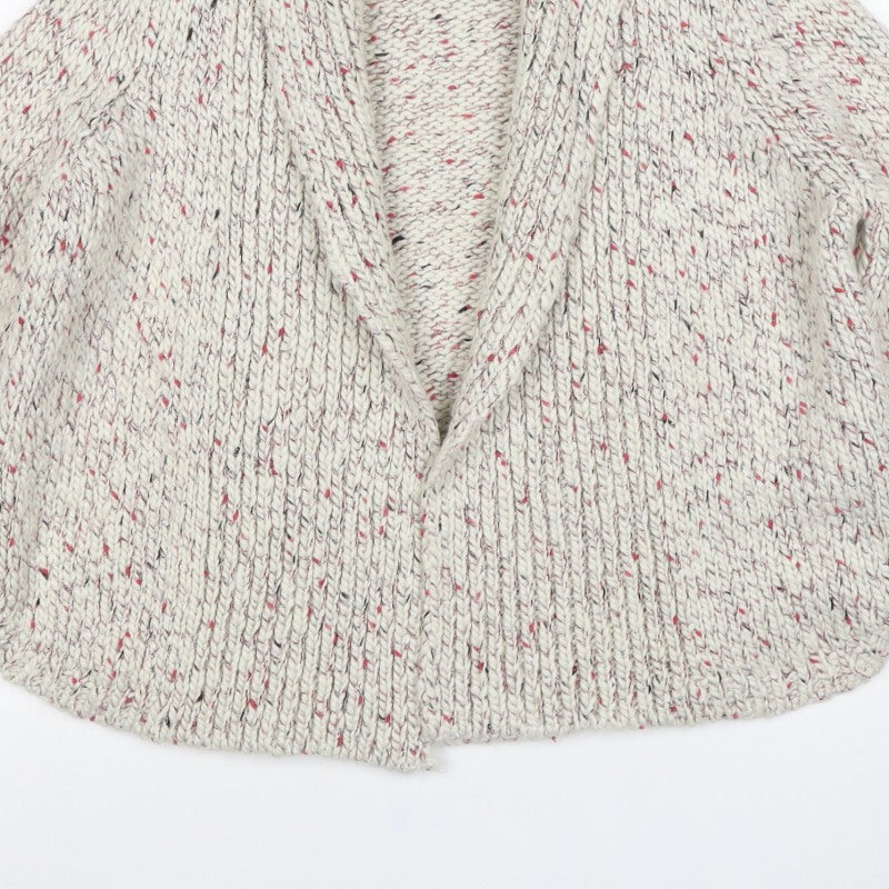 M&S Indigo Women’s Ivory Fleck Chunky Knit Open Cardigan UK 12