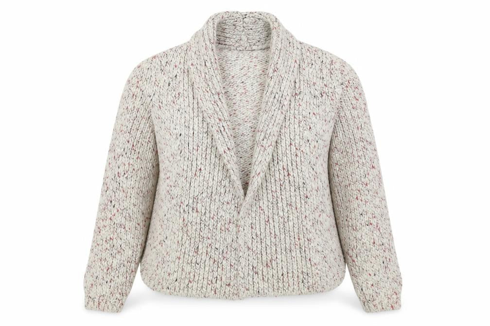M&S Indigo Women’s Ivory Fleck Chunky Knit Open Cardigan UK 12