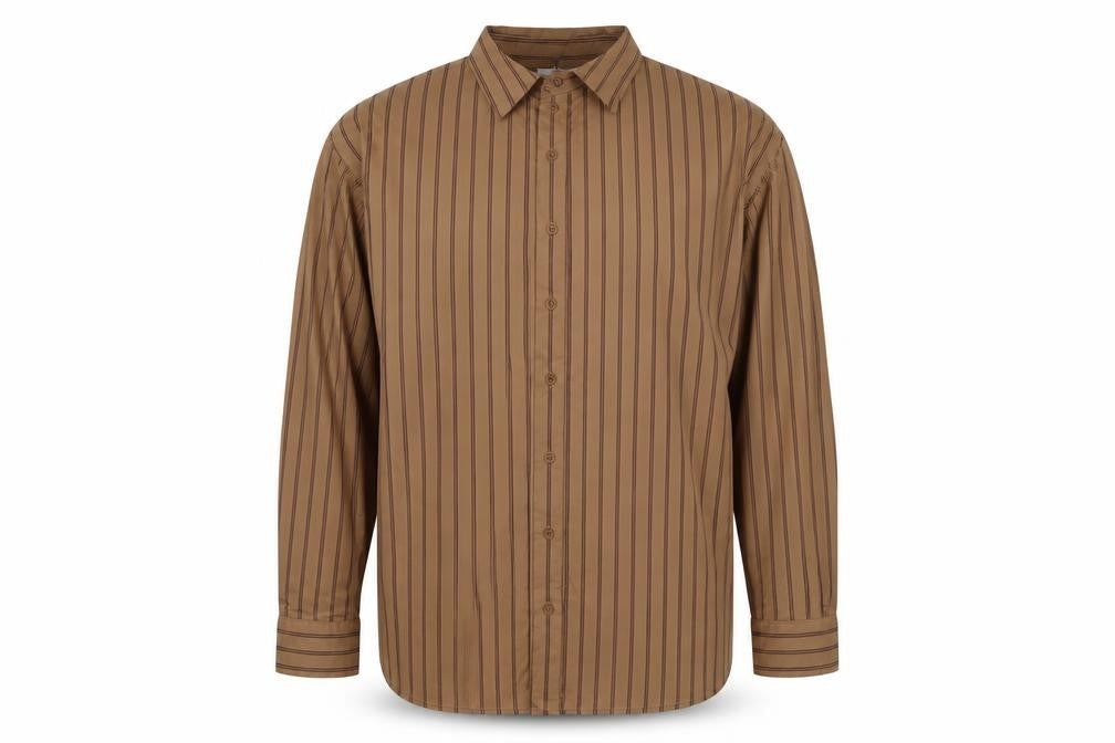 Uniqlo Men Beige Stripe Cotton Long Sleeve Button-Up Shirt XL