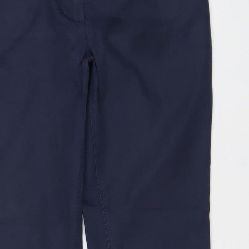 Marks & Spencer Women Navy Size 12 Cotton Blend Straight Trousers