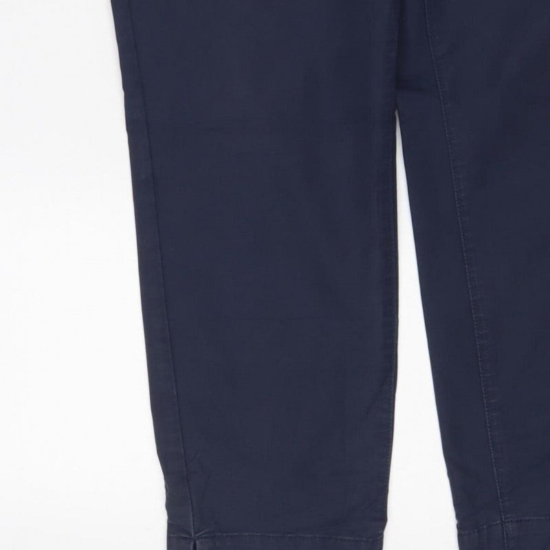 Marks & Spencer Women Navy Size 12 Cotton Blend Straight Trousers