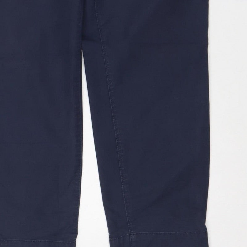 Marks & Spencer Women Navy Size 12 Cotton Blend Straight Trousers