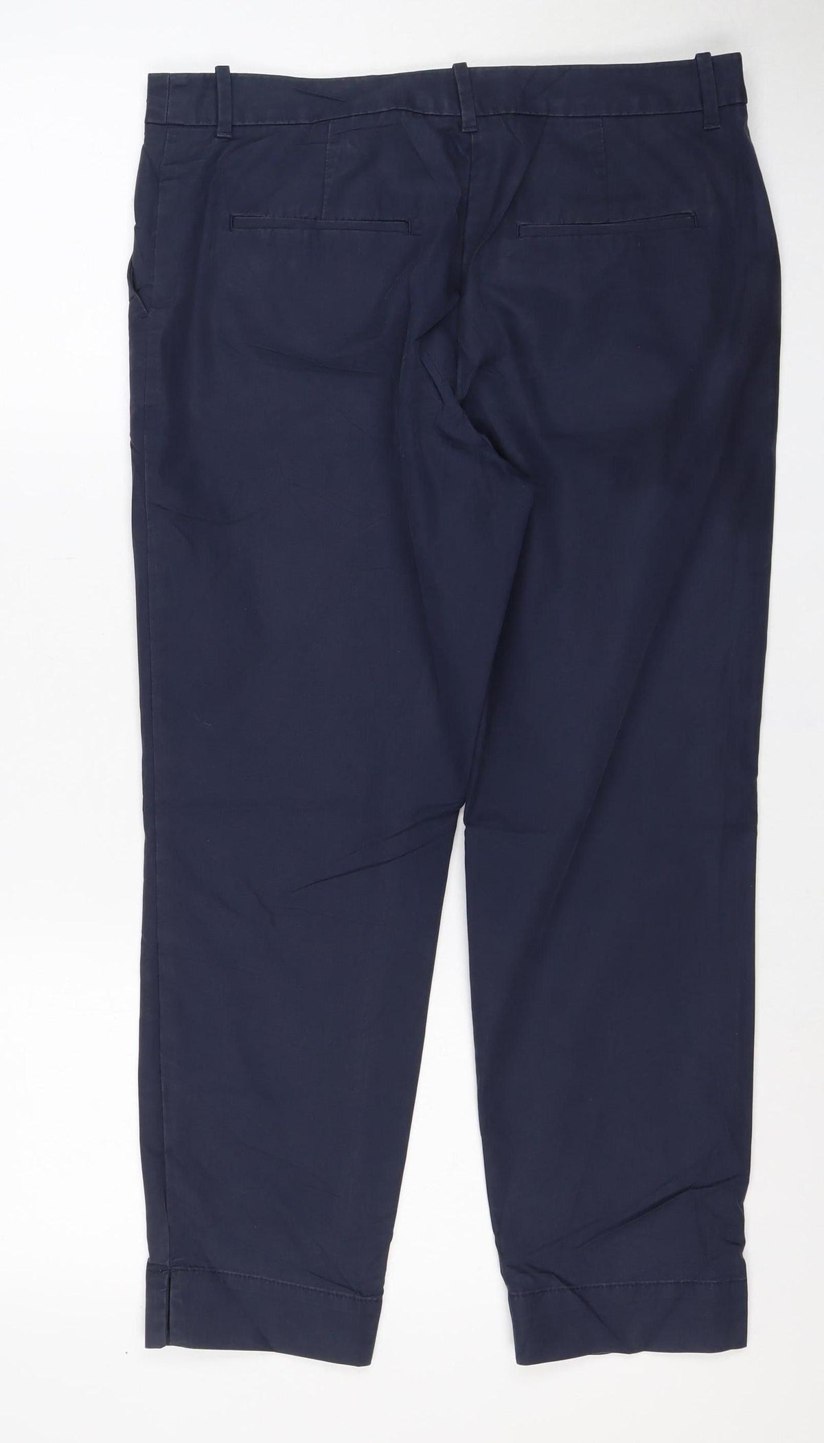 Marks & Spencer Women Navy Size 12 Cotton Blend Straight Trousers