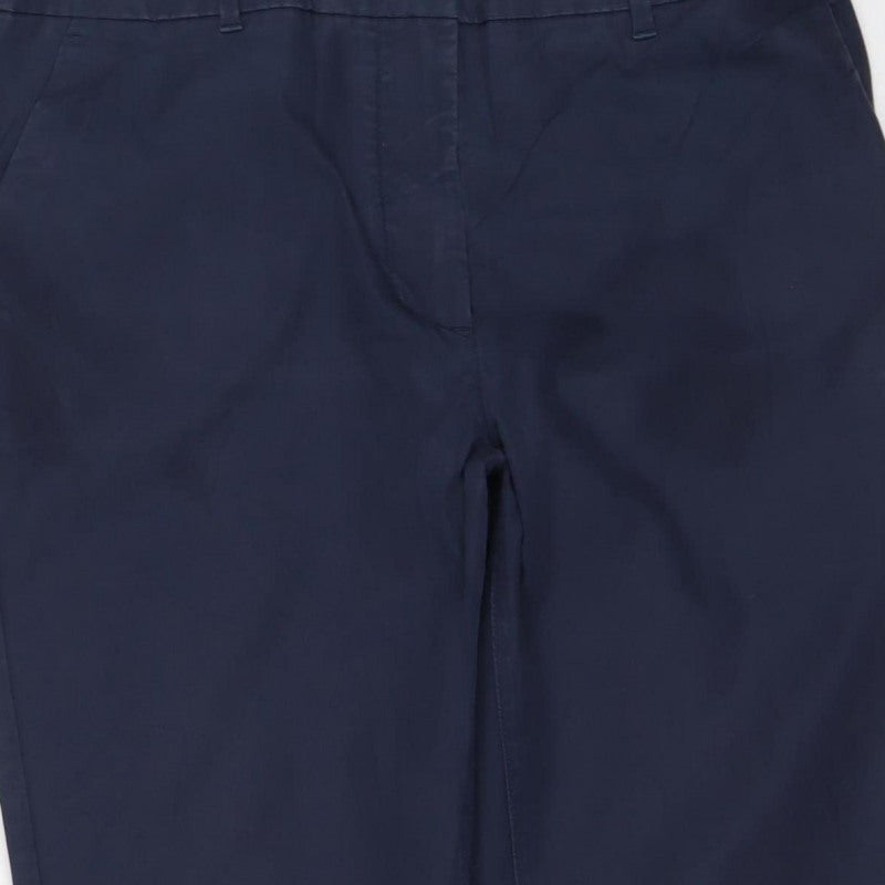 Marks & Spencer Women Navy Size 12 Cotton Blend Straight Trousers