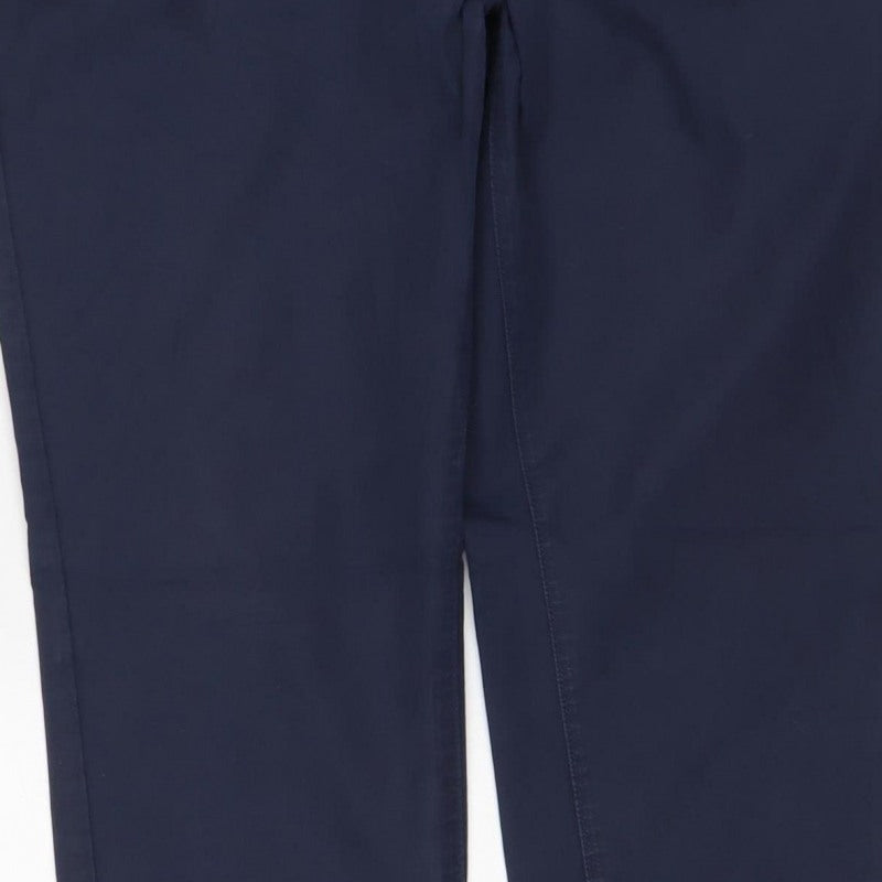 Marks & Spencer Women Navy Size 12 Cotton Blend Straight Trousers