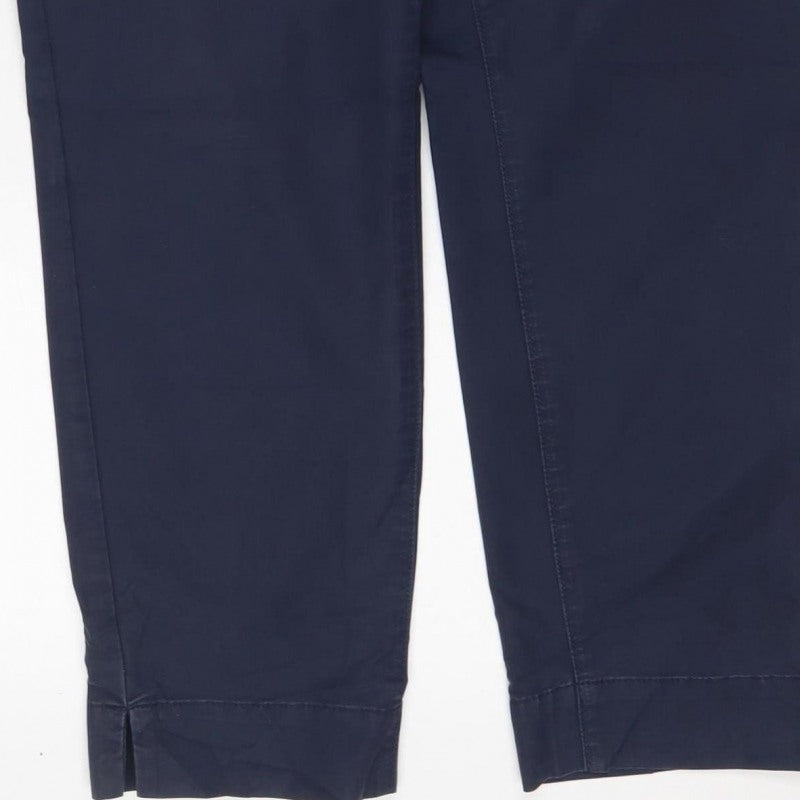 Marks & Spencer Women Navy Size 12 Cotton Blend Straight Trousers