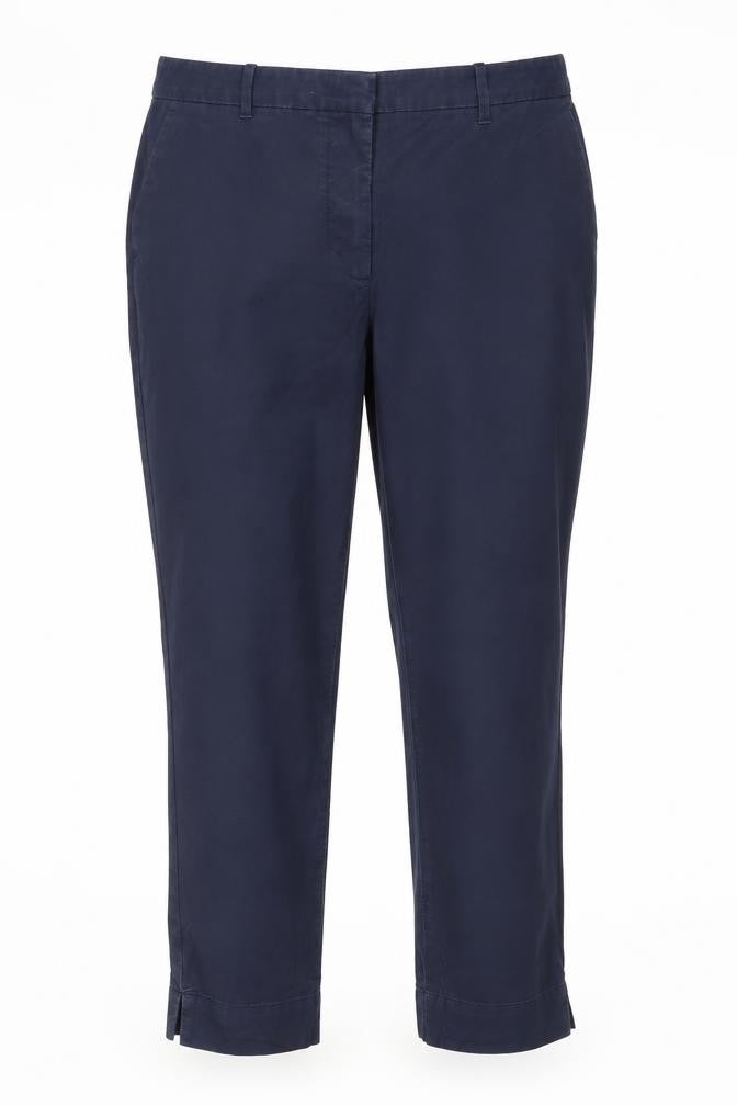 Marks & Spencer Women Navy Size 12 Cotton Blend Straight Trousers
