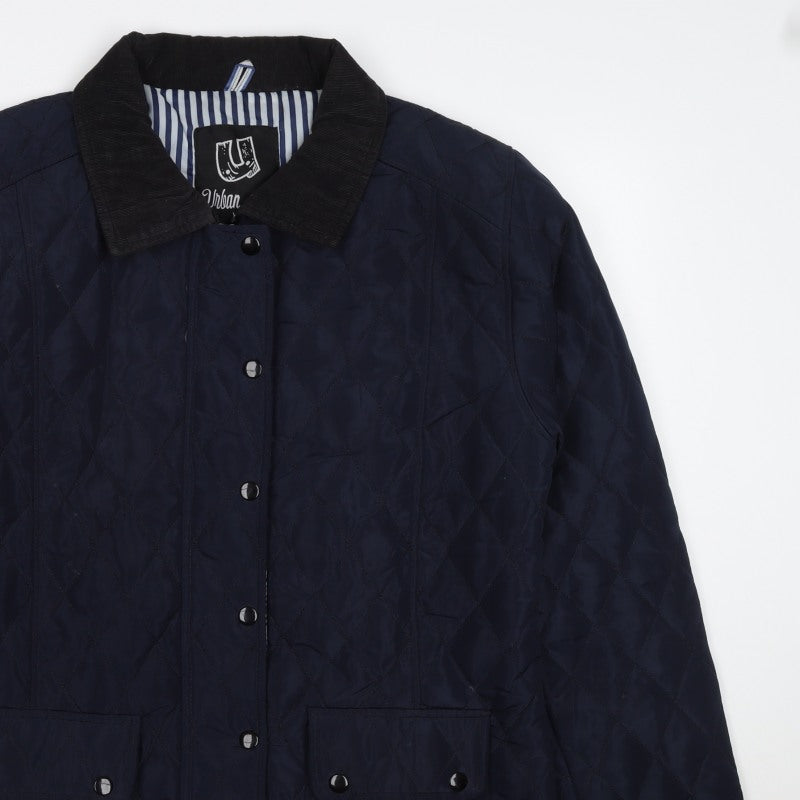 Urban Dida Women’s Navy XL Quilted Jacket Collared Snap Pockets