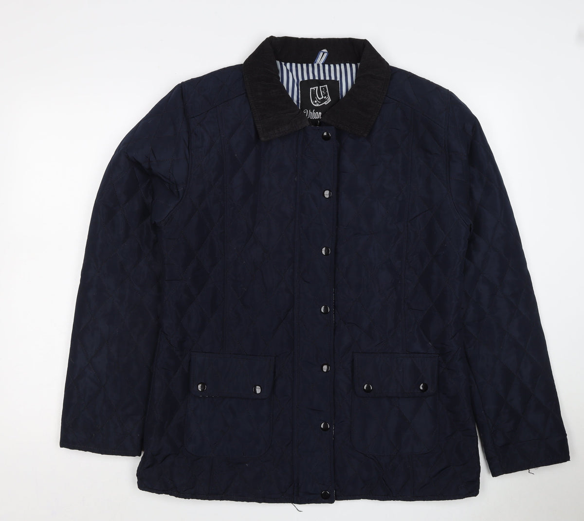 Urban Dida Women’s Navy XL Quilted Jacket Collared Snap Pockets
