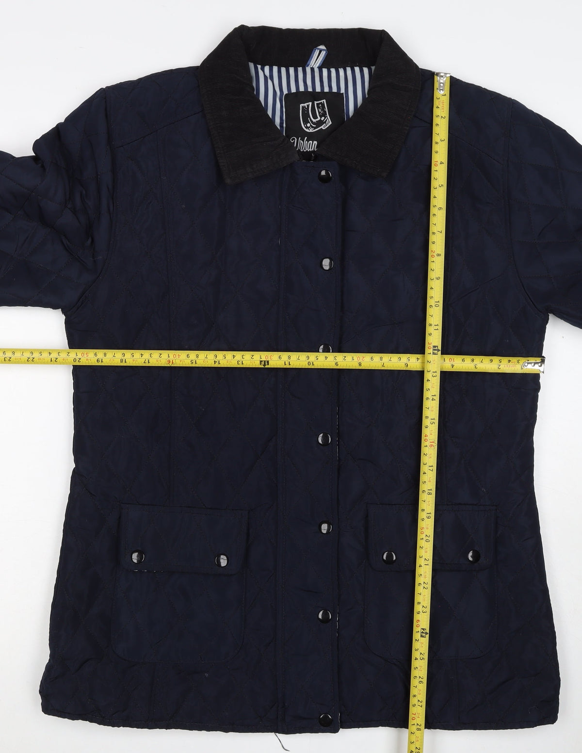 Urban Dida Women’s Navy XL Quilted Jacket Collared Snap Pockets