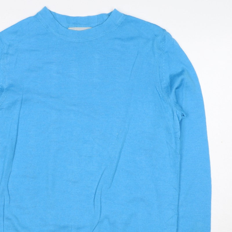 M&S Women’s Blue Size 8 Extra Fine Merino Wool Crew Neck Jumper