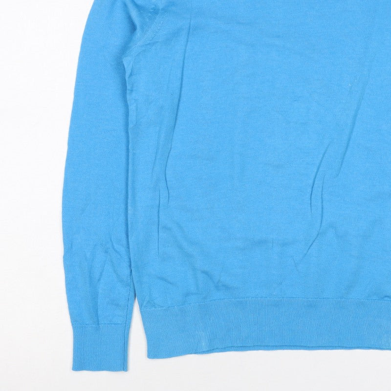 M&S Women’s Blue Size 8 Extra Fine Merino Wool Crew Neck Jumper