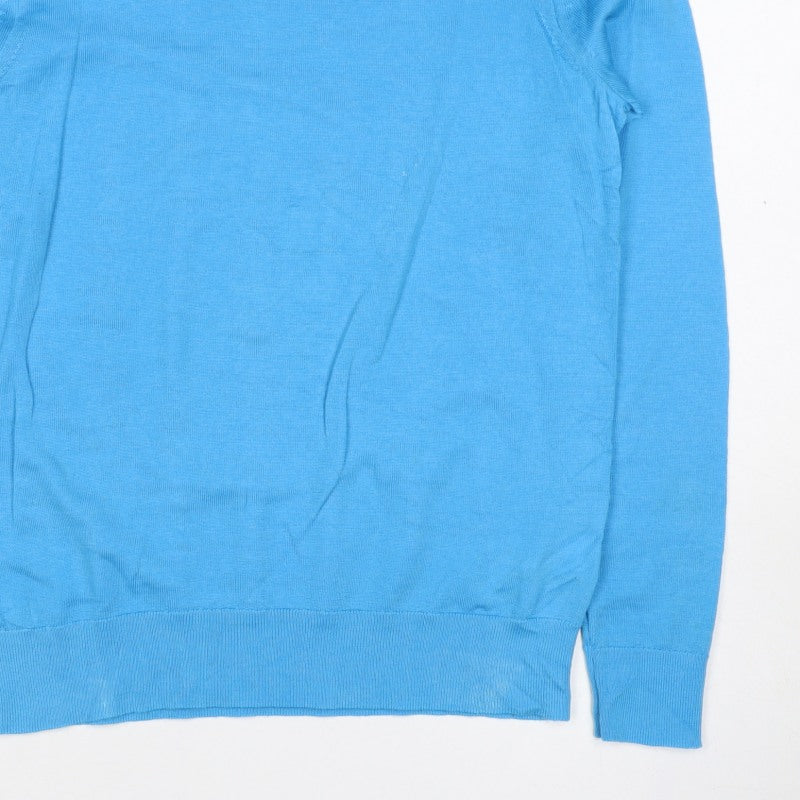 M&S Women’s Blue Size 8 Extra Fine Merino Wool Crew Neck Jumper