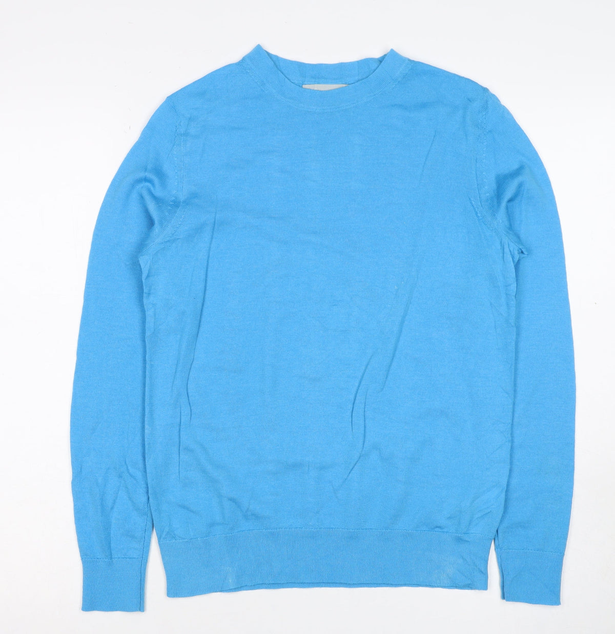 M&S Women’s Blue Size 8 Extra Fine Merino Wool Crew Neck Jumper