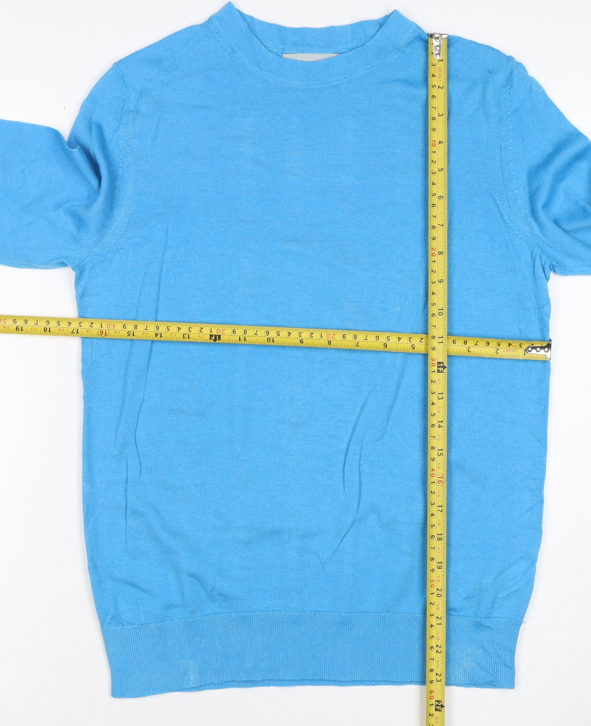 M&S Women’s Blue Size 8 Extra Fine Merino Wool Crew Neck Jumper
