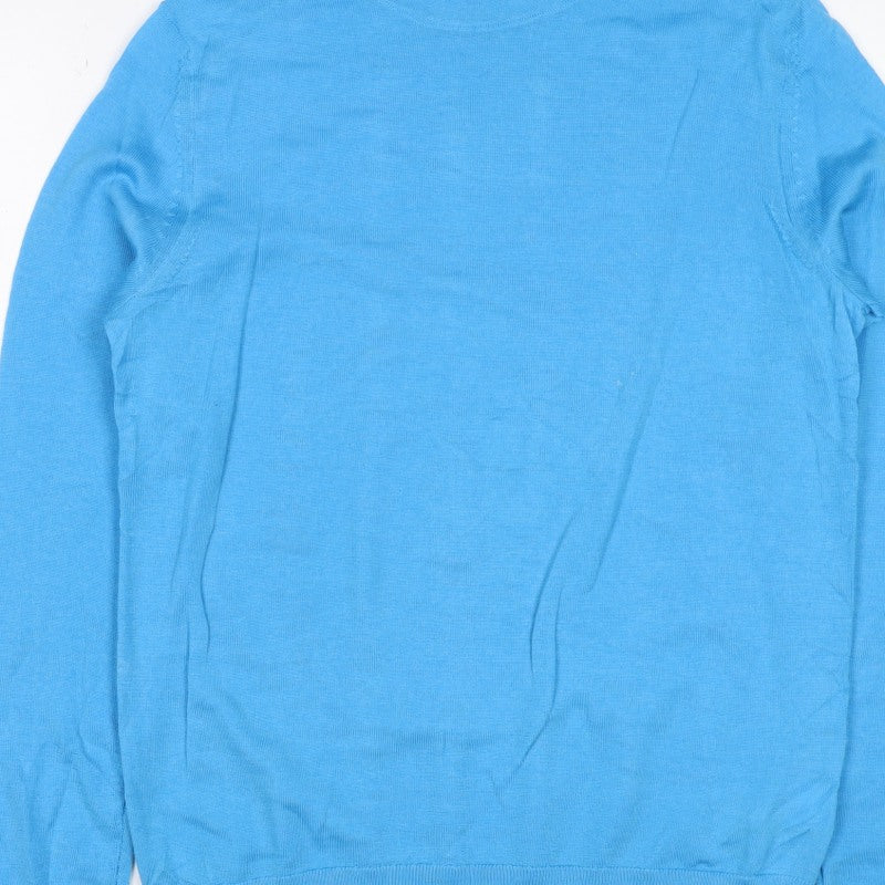 M&S Women’s Blue Size 8 Extra Fine Merino Wool Crew Neck Jumper
