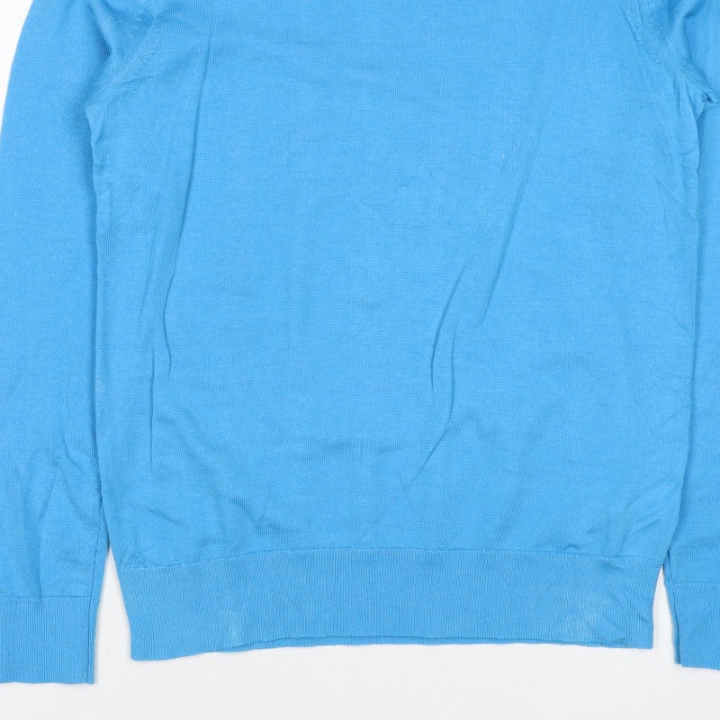 M&S Women’s Blue Size 8 Extra Fine Merino Wool Crew Neck Jumper